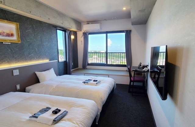 Main guest room Ocean side Twin room with a pa/Beppu Ōita