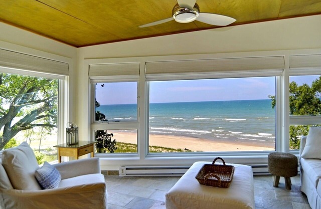 Modern Beachfront Home With Breathtaking Lake Views and Hot Tub