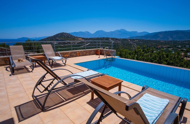 Modern hilltop villa with pool near Agios Nikolaos