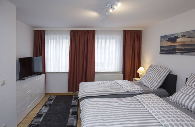 Modern vacation apartment with living room/bedroom, kitchen and bathroom