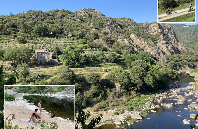 Nature gîtes on the Dolce Via in an olive grove in Ardèche (green cycling route)