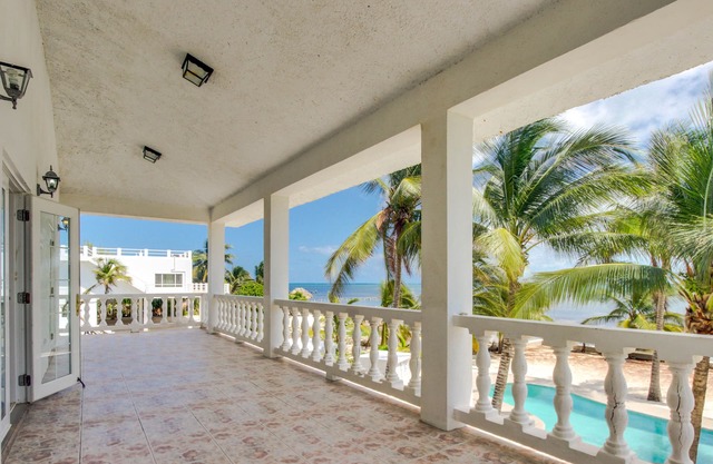 Oceanfront villa with pool, beach access, ocean view, partial AC & strong WiFi