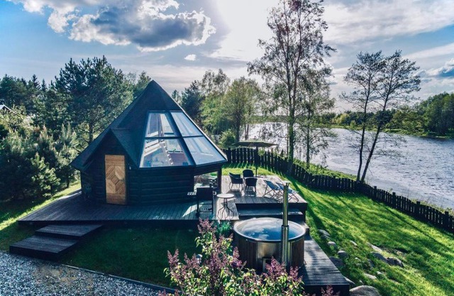 Osada Poli - Domek Panoramiczny nad Narwią z Prywatną Balią i Hydromasażem