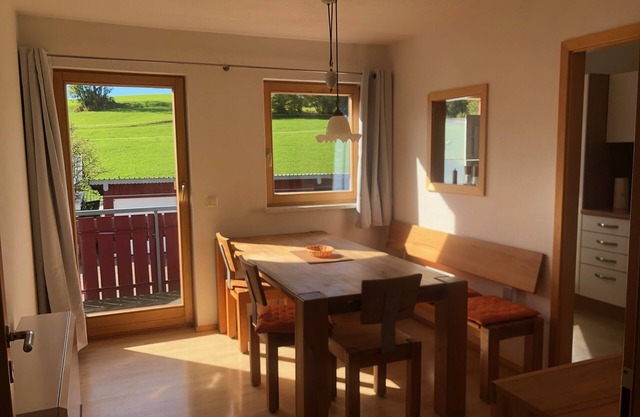 Panoramic view with 2 balconies and Swedish stove