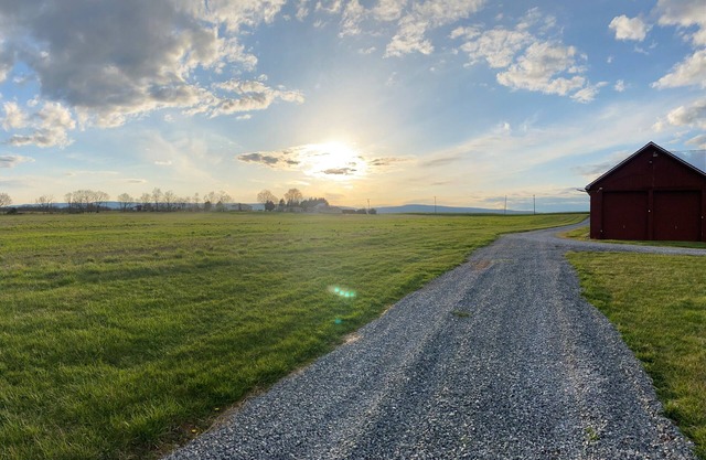 Peaceful. 1st Solar Glass Roofs Power generation producing farm USA, c2020.