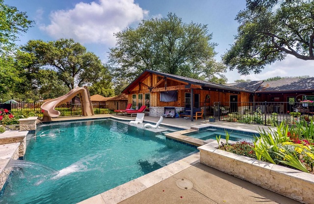 Pool, Fireplace, pool table, Hot Tub, & W/D