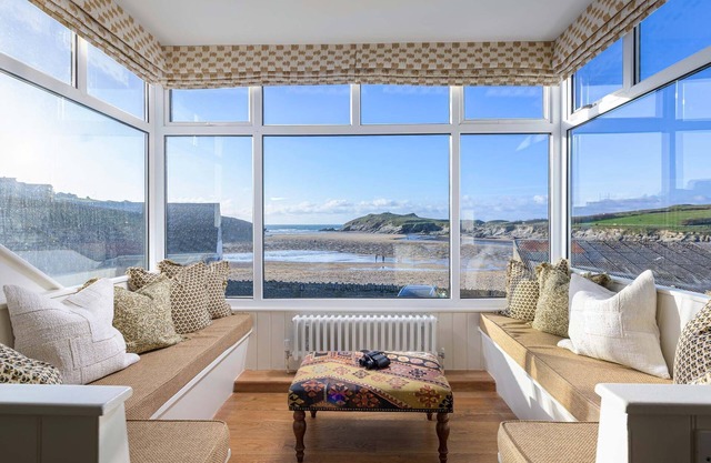 Porth Beach House is a laid-back coastal pad with front-row views of Porth beach sleeps 10