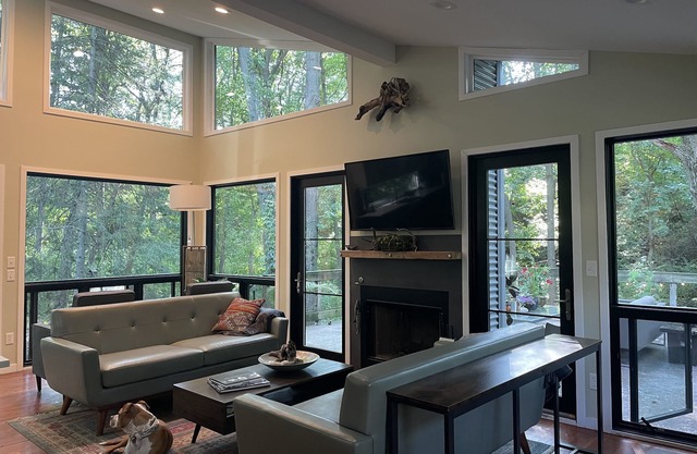 Private Wooded Acre, Soaring Windows in Nat’l Park, 2 blocks to the beach