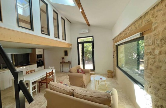 Renovated barn, private garden and shared pool.