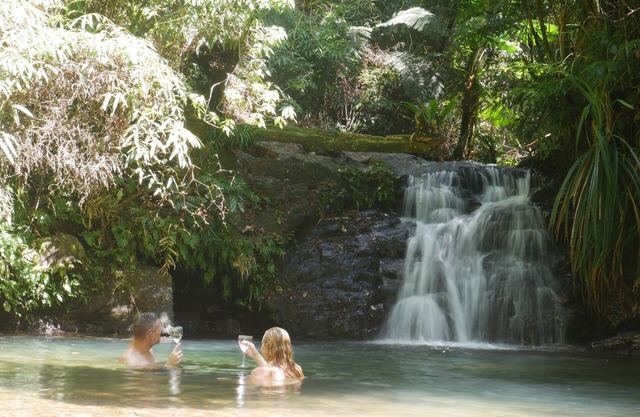 Romantic rainforest retreat with magical waterfall