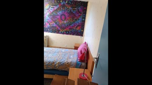 Single bed with a large desk