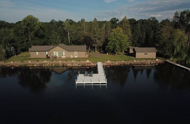 Spacious lake home to swim and fish on, amazing views and convenient location.