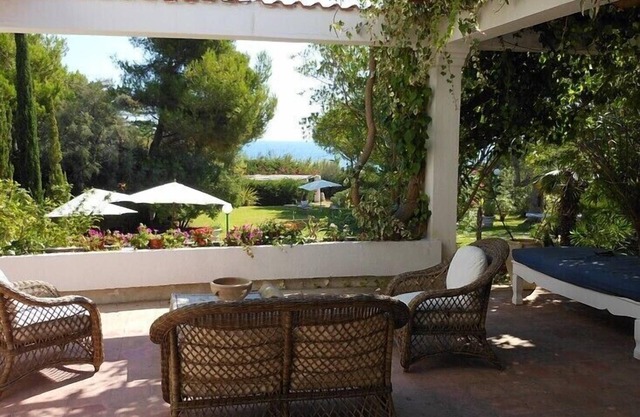 Terrace on the sea: Otranto, Seafront Villa-private beach access and rocks.