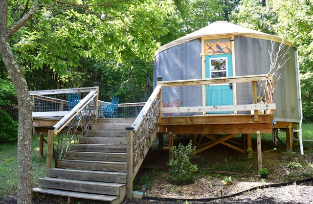 Unique and Charming BlueBird Yurt at Feathered Fox Farm