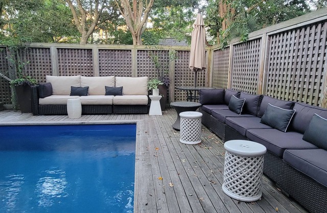 Unique multi-level, private tree house w/pool, close to town,1 block to ocean.