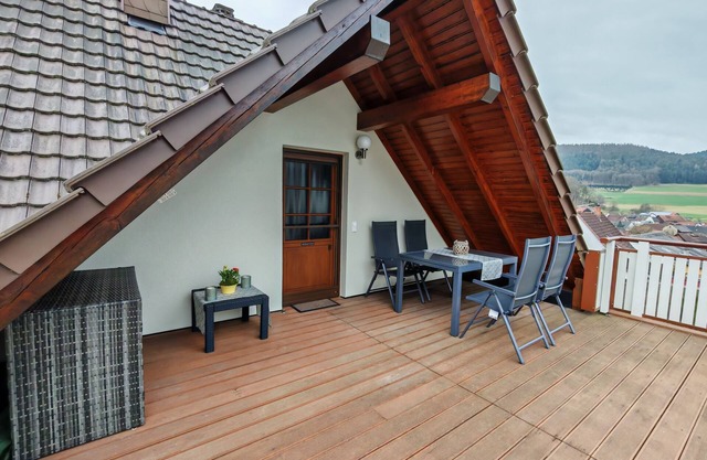 Vacation apartment Morretalblick/Odenwald renovated with wonderful view. Roof terrace and wall box