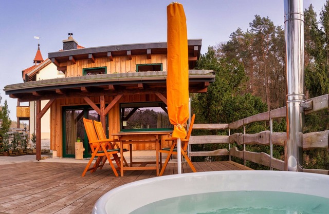 Vacation home with panoramic terrace and whirlpool in a sandstone idyll