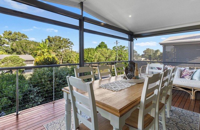 Views of the bay from this modern townhouse with pool!