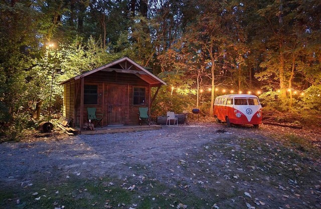 VW Bus Campsite & Very Small Cabin on the Water!