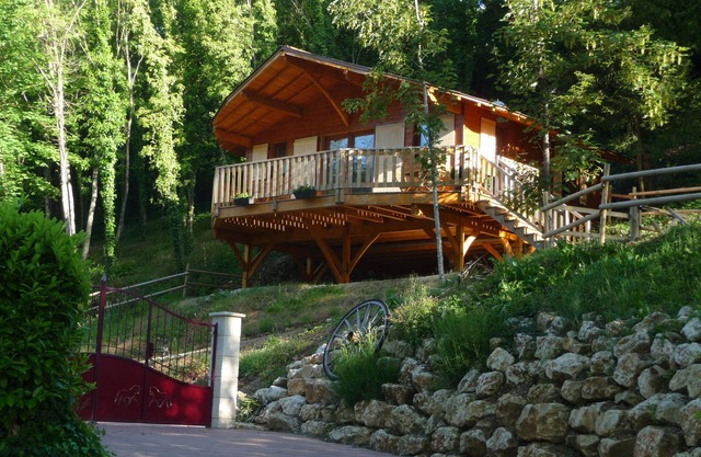 Wooden cottage on stilts