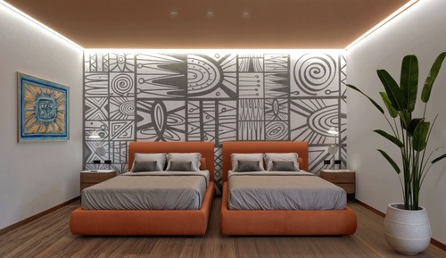 Deluxe Room, 2 Twin Beds, Partial Sea View