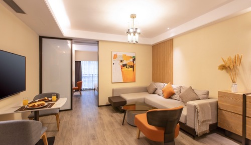 One bedroom and one living room(Kitchen, Fridge)
