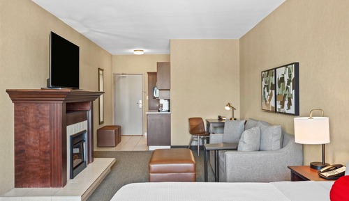 Suite, 1 King Bed with Sofa bed, Refrigerator & Microwave (Fireplace)