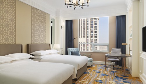 Club Room, 2 Double Beds, City View
