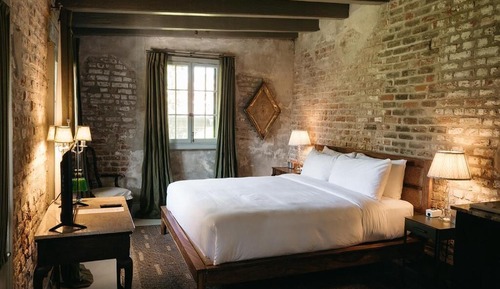 Double Room, 1 King Bed, Bathtub, Courtyard View