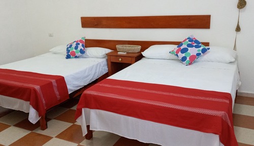 Basic Room, 2 Double Beds, Kitchenette, Courtyard View