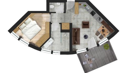 One-Bedroom Apartment with Balcony and Mountain View  