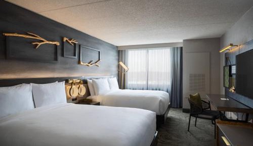 Double Room with Two Double Beds and Roll-n Shower - Mobility and Hearing Accessible