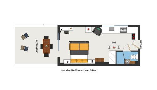 Studio Apartment with Sea View