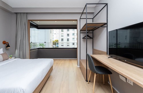 Jardins House | Studio Charmoso com Sacada e Cozinha | Jardins