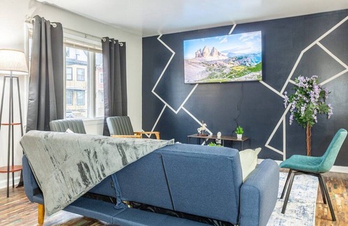 Front Park Apartment | This stylish yet cozy, two bed one bath space is perfect for solo and group trips